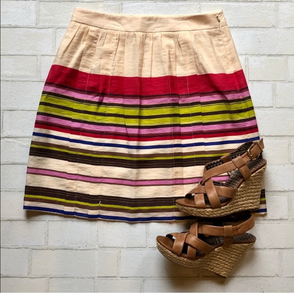 Ann Taylor Loft 0 p petite striped skirt twee mini a line pleated